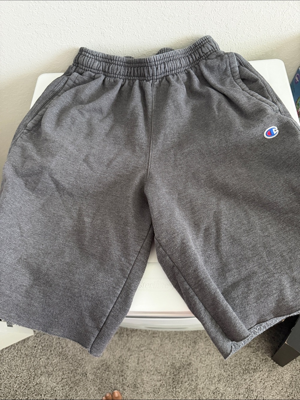 Champion Dark Gray Comfort Fleece Shorts with Logo